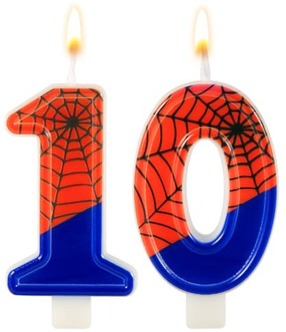 Spinnennetz Kerze, Spinnenzahlen Kerze Tortenaufsatz Kerzen Geburtstagstorten Kerzen für Jungen Geburtstagsparty mit Spinnenthema Halloween Partyzubehör (10)