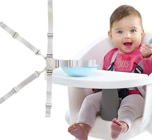5 Punkt Gurt Sicherheitsgurt,5 Punkt Gurt Kinderwagen Gurt,Sicherheitsgurt für Baby Kinderwagen,Verstellbare Hochstuhl Sicherheitsgurte Gurte,für Jungen Mädchen Kinder (Grau)