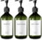 Gmisun Green Soap Dispenser, 17 Fl / 500ml Plastic Shampoo and Conditioner Dispenser with Pump & Labels, Refillable Bathroom Shower Gel Soap Dispensers, 3Pcs Hand & Body Wash Pump Bottle Dispensers
