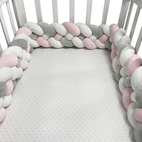 PTKG Bettschlange Geflochten Kopfschutz, Geflochtenes Seitenschläferkissen Zierkissen Geflochten,Babybett Umrandungen Bequem Zierkissen Nestchenschlange,Nestchenschlange Geflochten,A02,3m
