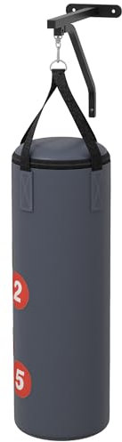 SPORTNOW Sac de Frappe Sac de Boxe Non rempli avec Support Mural, Sac Lourd avec Gants, Bandes pour Les Mains et Crochet pivotant à 360° - pour MMA, Kickboxing, karaté, entraînement à Domicile