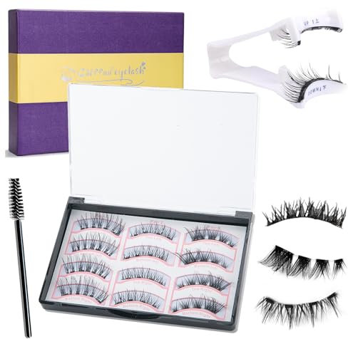 Faux Cils Magnetique Naturel Cils Magnetique Aimant à 4 Magnets Faux Cils Magnetique Réutilisables Cils Magnetique avec Applicateur Kit de Cils Magnétique Sans Colle ni Eye-liner 3 Paires Faux Cils