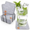 Miqio® Design Filz Glasuntersetzer eckig | 12-er Set + Halter | Nachhaltige Oekotex Untersetzer für Getränke, Kerzen, Tassen, Bar, Gläser | Tisch Deko | hellgrau