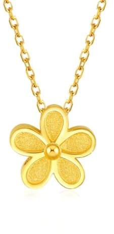 AMDXD 24 Karat Au999 Gelbgold Halskette Echte Goldschmuck, Blumen Kette Anhänger, 24K Gold Damenkette