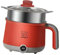 MagiDeal Electric Hot Pot Electric Skillet with Steamer Multi Functional Electric Rice Cooker Mini Cooker Pot for Noodles Oatmeal Fry, red