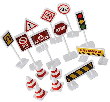JOINPAYA 10sets Segnali Stradali Giocattolo in Miniatura per Scene di Traffico Barriere Stradali per Ragazzo Ragazza Ragazza Educativi