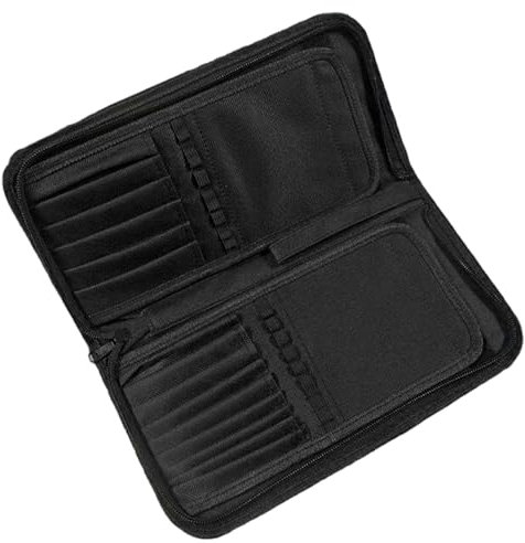 Paint Brush Holder,Art Storage Case,Zipper Paint Brush Organizer,Black Canvas Bag for 15 Brushes/10.8x5.4x1.2