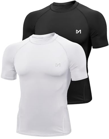 MEETYOO Kompressionsshirt Herren, Funktionsshirt kurz/Langarm Fitnessshirt Männer Sportshirt Atmungsaktiv Laufshirt für Laufen Jogging Sport Turnhalle