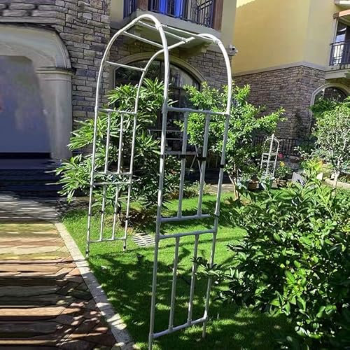 Wetterfeste Gartenlaube aus Metall für Kletterpflanzen - Weiß - Breite 180 cm x 240 cm