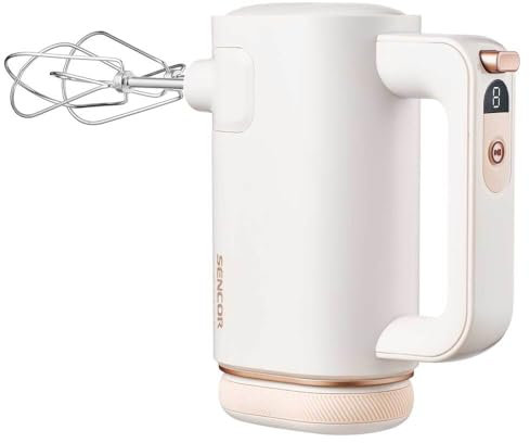 SENCOR SHM 9130WH Sbattitore Elettrico Senza Fili, 8 Velocità, Display Digitale, Batteria Li-ion 2000mAh, Bianco