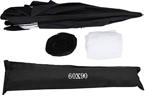 Softbox Parapluie 60x90cm Portable, Diffuseur Lumière Photo Rectangulaire, Compatible Speedlight Flash - Installation Facile, Pliable et Léger, Kit Flash Studio