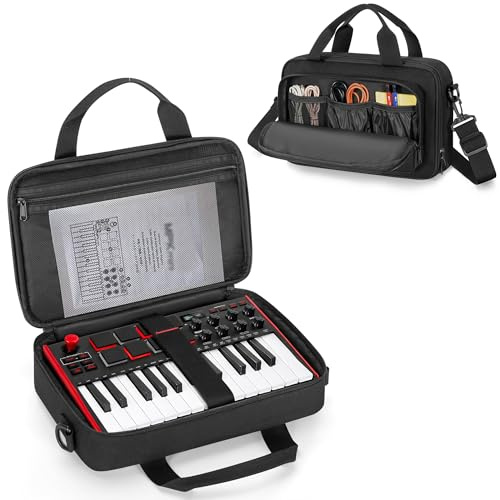 PGmoon Carrying Case – Compatible with Akai MPK Mini MK3/Play MK3 | Travel Keyboard Bag with Multi-Pockets for Cables & Accessories – Case Only