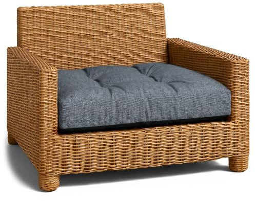 Amazinggirl Polster für Gartenmöbel Sitzpolster 60x60 cm - Lounge Kissen Outdoor Polster Balkon und Gartenmöbel-Kissen Loungekissen Gartenpolster Auflagen für Rattanmöbel Jeansfarbe Öko-Leinen