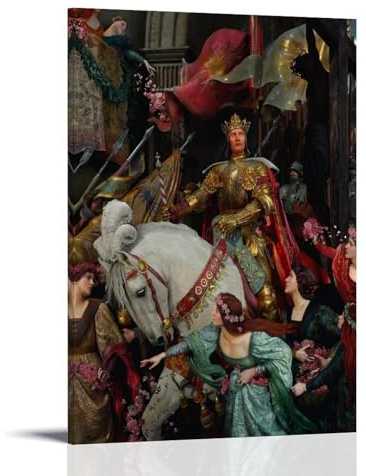 Poster auf Leinwand, Motiv The Two Crowns 1900 von Frank Dicksee, Wanddekoration, Kunstdrucke auf modernem Kunstwerk für Wohnzimmer, Badezimmer, Schlafzimmer, Zuhause, 20 x 30 cm