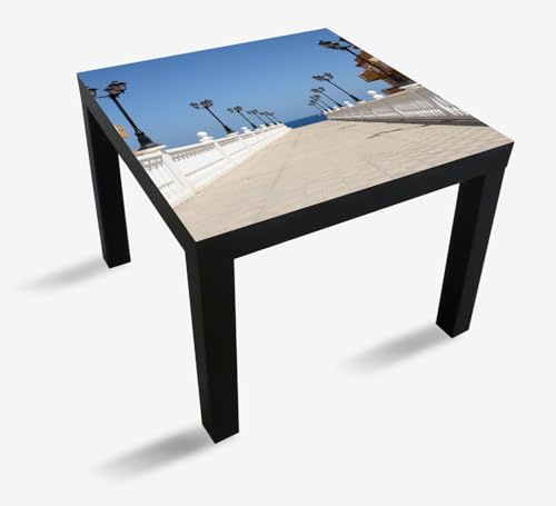 Wallario Möbelfolie selbstklebend/Aufkleber, Tischfolie geeignet für IKEA Lack Tisch - Möbeldeko Promenade mit Blick aufs Meer in 55 x 55 cm