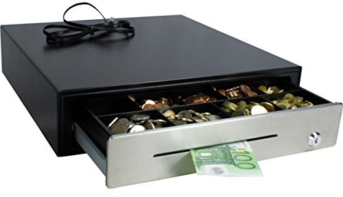 Kassenschublade KA-410 RJ11 - elektrische Öffnung 12V/24V, 9 große Münzfächer, 4 Scheinfächer - Kassenlade RJ12