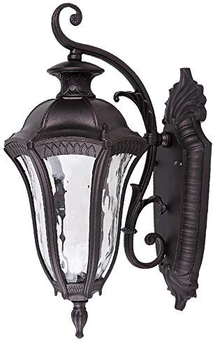 Wandlampe Vintage Wasserdichter Außenwandleuchte Aluminiumguss Und Glas Braun IP54 E27 Gartenlampe Hauseingang Balkon Wandbeleuchtung Hoflampe Eingangsbeleuchtung 23.5 * 18 * 40Cm