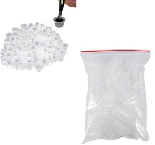 Einweg Tätowier Kunststoff Tintenbecher, Tattoo Farbkappen Cups, 100 Teile/satz Tattoo Ink Cap Tasse Klar Weiß Kunststoff Professionelle microblading Pigment Halter für Tattoo Permanent Makeup(M)