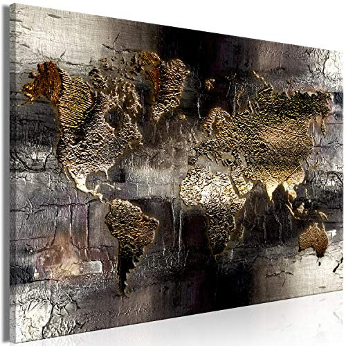 murando - Tableau décoratif Carte du monde 90x60 cm - Impression sur toile colorée - Décoration murale - Cartes de continents d'abstraction fond de texture du monde moderne k-A-0473-b-a