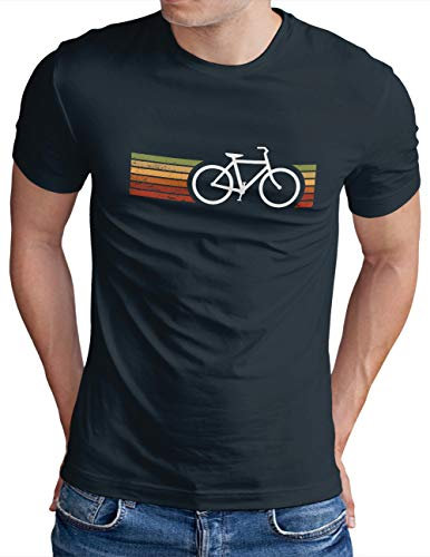OM3® Retro Bicycle T-Shirt - Herren - Cycling Cyclist Biking Fahrrad Radfahrer - Navy, L