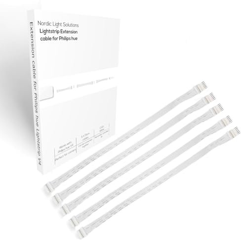 Light Solutions 15cm Verlängerungskabel für Philips Hue Lightstrip V4 & Solo lightstrip Beleuchtung - LED-Band LED-Streifen LED-Beleuchtung - Verlängerung Erweiterung Kabel Strom - in weiß (5 stück)