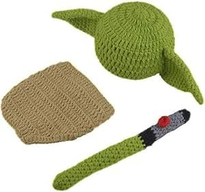 Jicyor Travestimenti per Neonati Realizzati all’Uncinetto Fotografia Prop Abiti Set realizzato Fotografia per neonato Costume (Verde)