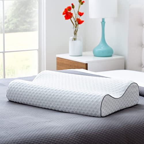 Linenspa Ergonomisches Kopfkissen mit Bambuskohle-Memory-Foam – Nackenstützkissen – Anreicherung mit Aktivkohle – Memory Foam Kissen
