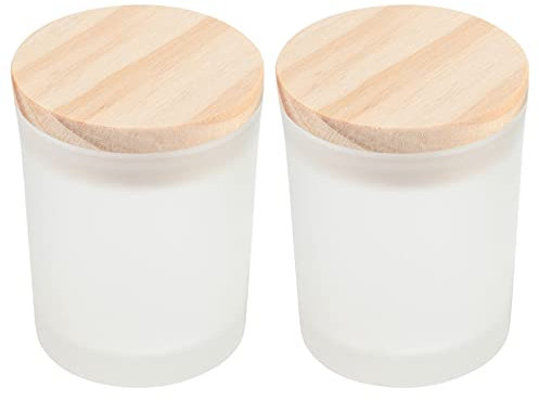 ABOOFAN 2 Pièces en Verre Bougie Pot Transparent Vide Bougie Tasses Esprit Wododen Couvercle Parfumée Aromathérapie D' étain Bricolage Bougie Conteneurs (Transparent)