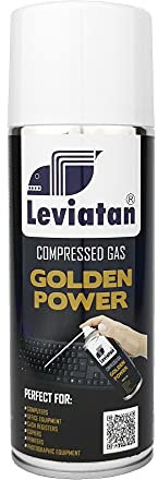 LEVIATAN Golden Power Spray de Aire Comprimido 400 ml | Purificador de Aire | para Limpiar Teclados, Ordenadores, Cámaras, Teléfonos Móviles