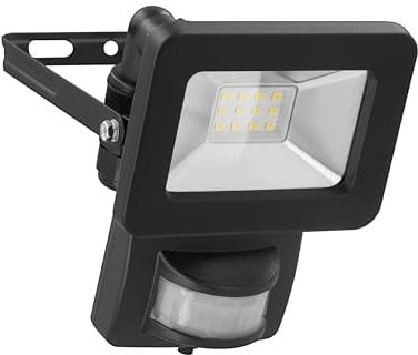 goobay 53877 LED Strahler Bewegungsmelder Außen 10W / PIR Sensor Außenstrahler IP44 / Neutralweißes Licht 850 lm/LED Scheinwerfer Fluter Wandmontage/Gartenstrahler/Schwarz