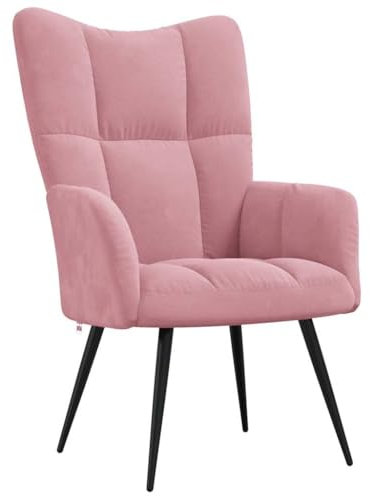 vidaXL Relaxsessel, Sessel mit Stahlgestell, Relaxstuhl Polsterstuhl mit Armlehne, Fernsehsessel Polstersessel Wohnzimmer, Modern, Rosa Samt