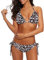Durio Bikini Damen Push up Sexy 2tlg Bikini Damen Set mit Triangel Bikinihose Breit von Körpchen Verstellbar Leopard 40-42(Herstellergröße L)