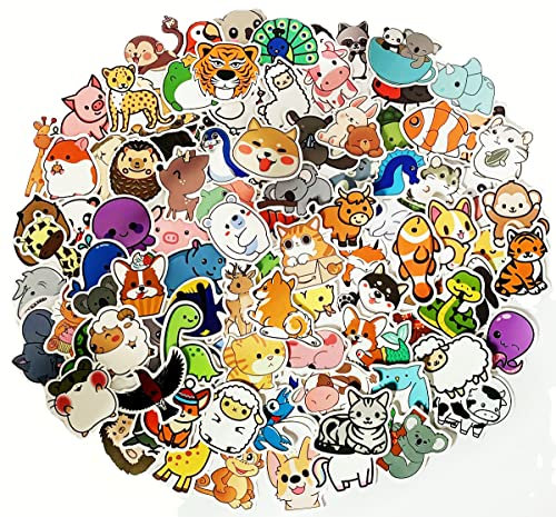 100pcs Animal Stickers for Water Bottles - Kids Water Bottle Stickers Waterproof Stickers Vinyl Stickers for Kids Sticker for Laptop Phone Guitar Waterbottle Stickers Cute Kawaii Stickers
