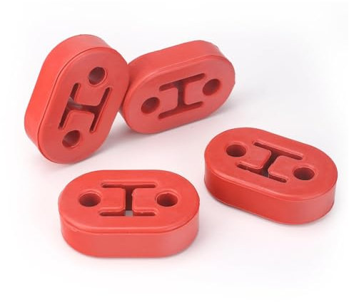 Lot de 4 manchons d'échappement EPDM à 2 trous - Isolateur absorbant les chocs - En caoutchouc haute densité - Trou de 12 mm (78 mm x 48 mm x 26 mm) - Ajustement universel - Rouge