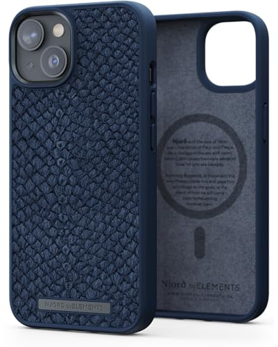 NJORD Coque MAGSAFE Cuir DE Saumon iPhone 14 Plus BLEU
