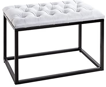 HAKU Möbel Hocker grau, schwarz, Metall, Textilgewebe - Maße: B 60 cm x H 45 cm x T 40 cm, Style: Industrial