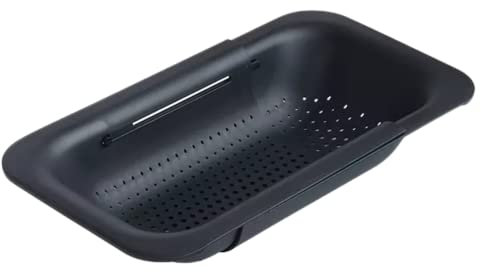 Dreamroo Collapsile Multi-purpose Colander - Over the sink strainer basket - Wash, Drain and Dry - Extendable 14.5-19.5 in - Black
