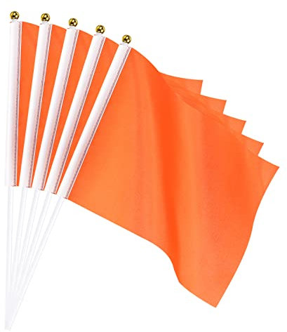 sourcing map Bandera Naranja con Palo, Banner Bandera DIY Mini Rectángulo de Mano 21x14cm para Festival Eventos Fiesta Decoración, Paquete de 50