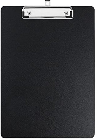 Porte Bloc A4 Avec Pince, Porte bloc en plastique format lettre standard A4, avec des crochets rétractables, pour infirmières étudiants, Employés de bureau (31,5 cm x 22,5 cm) - Noir