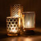 Toptime Bougeoir Verre, 3 Pièces Photophore Verre Doré, Bougeoir Decoratif Vagues, Rayures et Motifs Géométriques, Bougies Chauffe Plat Romantiques, Porte Bougie pour Anniversaire, Noël, Fête