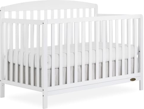 Dream On Me Odelle 5-in-1 Convertible Full-Size Baby Crib in White, GreenGuard Gold & JPMA Converts to Toddler, Day & Full-Size Bed, Sustainable Pinewood, 3 Mattress Heights