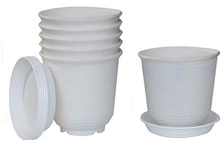 Jikoiuty Lot de 6 pots de fleurs de jardin en plastique pour intérieur moderne pour plantes fleurs herbe amaryllis feuillage plante