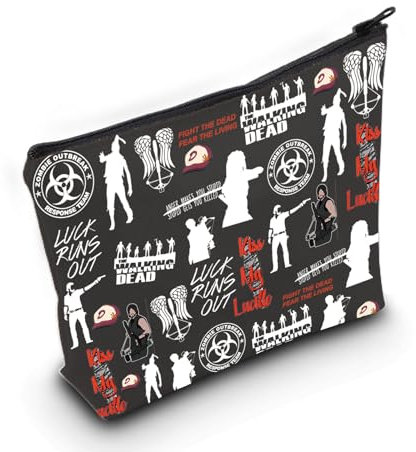W-alking Dead Kosmetiktasche TWD Merch TWD Fans Geschenk Zombie Themed Geschenk, Run-out schwarze Tasche