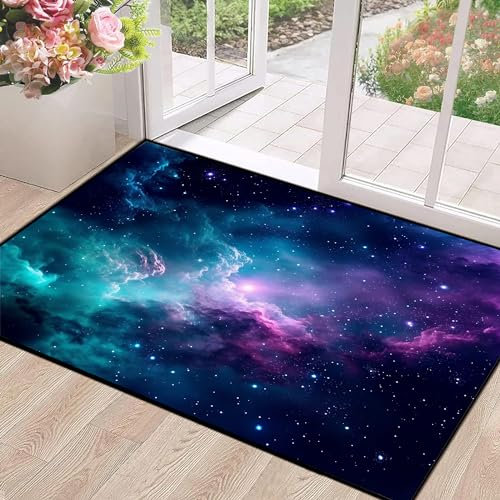 Galaxy-Teppich, dunkelblau, Weltraum, Sternenhimmel, Teppiche für Kinderzimmer, Wohnzimmer, Glitzer, Teppich, Bodenmatte, 78,7 x 160 cm, Dunkelblau