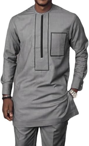 Africain Pour Hommes Ensemble 2 Pièces Costume Dashiki Chemise Et Pantalon Tenues Traditionnelles Costume Formel Survêtement Traditionnel Vêtements À La Mode Coupe Slim Costume