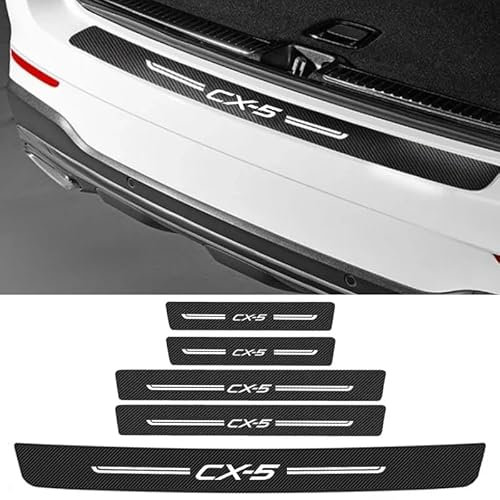 AMENAS 5 Pcs Car Sill Protector, for Mazda CX5 CX-5 2000-2024 Front Rear Sill Guard, Carbon Fiber Door Side Step Pedal Protector