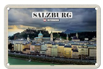 Femer Blechschild Reise Salzburg Österreich Altstadt 18x12cm Dekoration