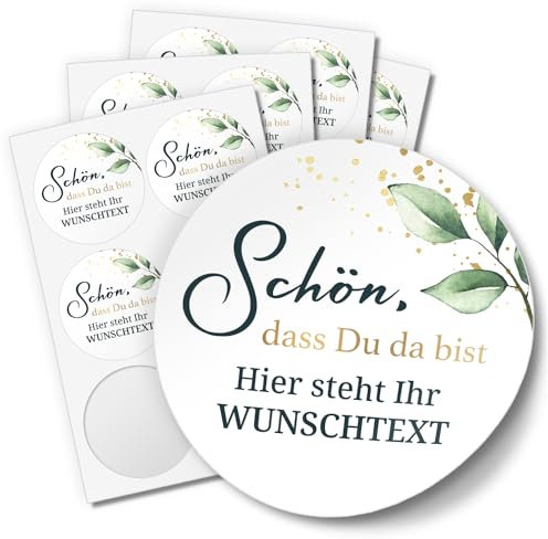 Einladungskarten Manufaktur Hamburg 24 PERSONALISIERTE Aufkleber Schön dass Du da bist individualisiert anpassbar mit Ihrem Wunschtext Etiketten rund 4cm, Design