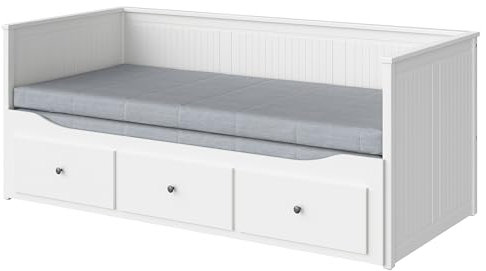 HEMNES Tagesbett mit 3 Schubladen/2 Matratzen, 80 x 200 cm, Weiß/Ågotnes Fest