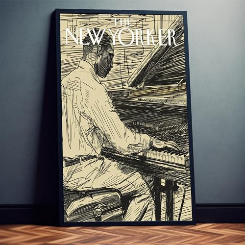 Dekomundo New Yorker Magazin Vintage Klavierspieler Kunstdruck Fotoposter Wanddekoration Wandbild, 50x70 cm